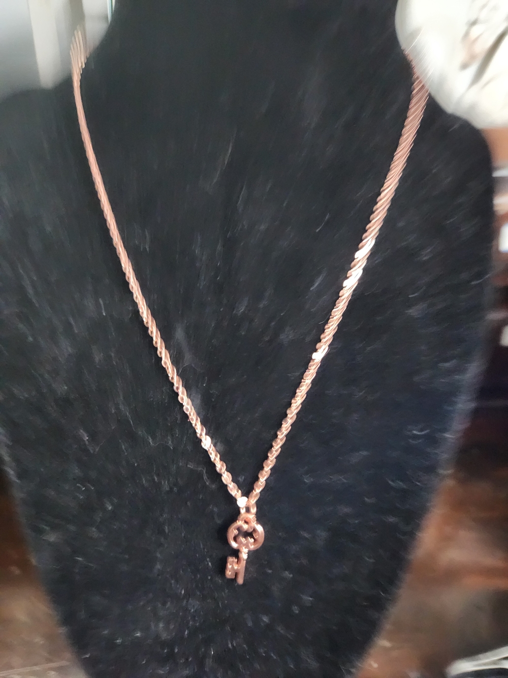 Rose Gold Tone Key Pendant Necklace - Women Jewelry